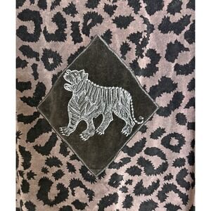 Laffaire‎ Womens OS Purple Animal Print Velvet Tiger Long Cardigan Dress Duster